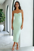 Vestido de fiesta Jimiss de largo medio con escote en forma de corazón, tirantes finos y abertura lateral