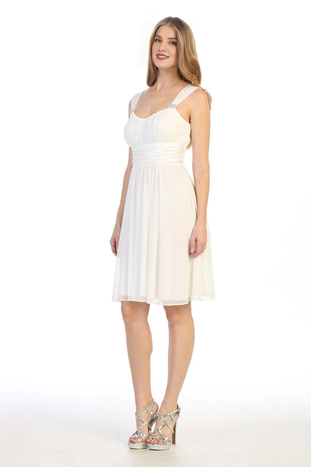 Vestidos de fiesta de gasa sin mangas y sin volantes