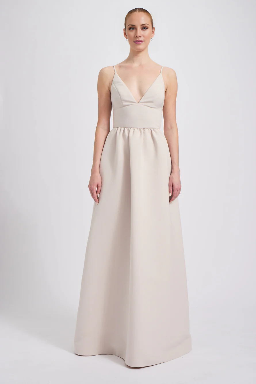 Vestido de fiesta Jimiss con escote en V, hombros descubiertos, sin mangas, tirantes finos, espalda descubierta y largo hasta el suelo