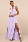 Abito da sera lungo fino al pavimento, senza maniche, con scollo a V, scollo a V e spacco laterale, Jimiss