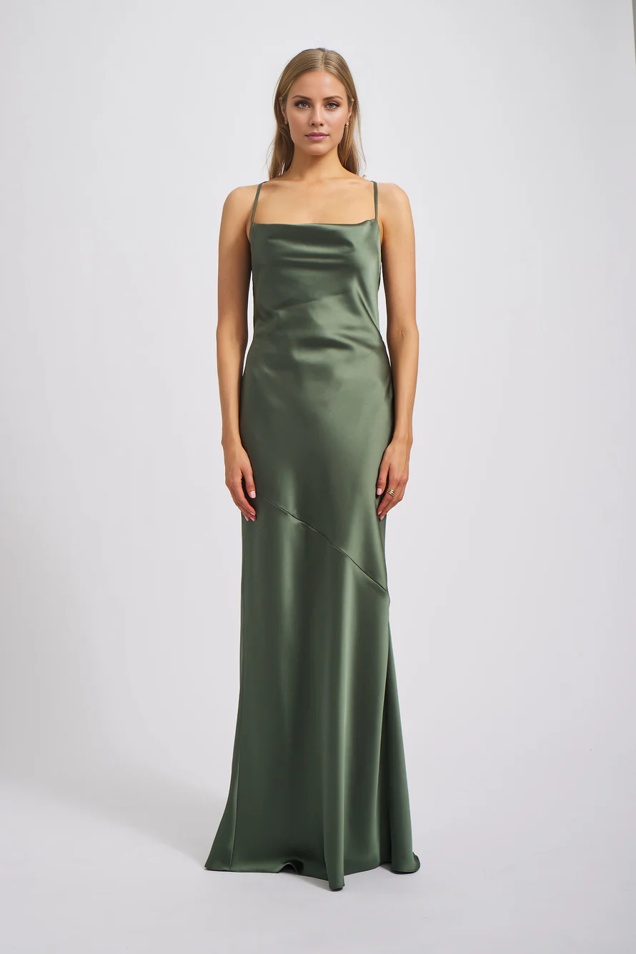 Vestido de fiesta Jimiss con escote cuadrado, sin mangas, tirantes finos, sin espalda y largo hasta el suelo