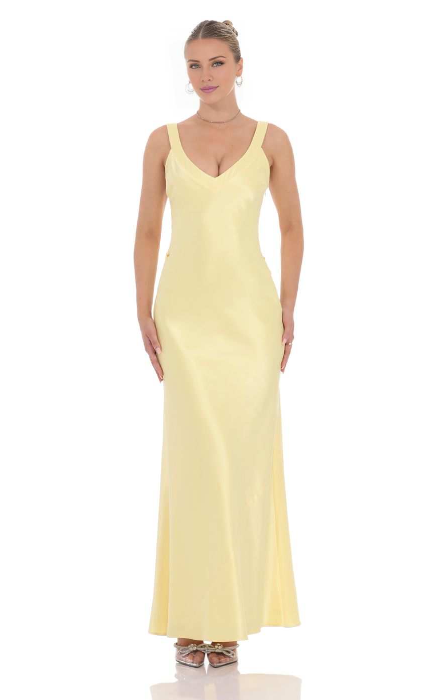 Vestido de fiesta Jimiss de satén, sin mangas, con cuello en V y hombros descubiertos, largo hasta el suelo