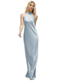 Vestido de fiesta Jimiss con escote halter, hombros descubiertos, sin mangas, espalda descubierta y largo hasta el suelo