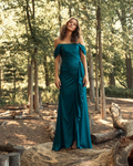 Vestido de noche largo hasta el suelo con corsé y aberturas laterales