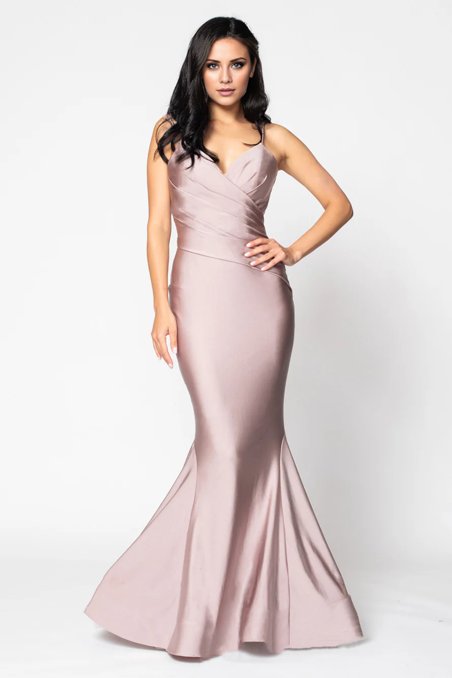 Vestido de fiesta Jimiss con escote en V, corte sirena, hombros descubiertos, sin mangas, tirantes finos, espalda descubierta y largo hasta el suelo