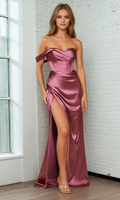 Vestido de noche Jimiss con corsé ajustado, escote en forma de corazón, un solo hombro, abertura lateral y largo hasta el suelo 