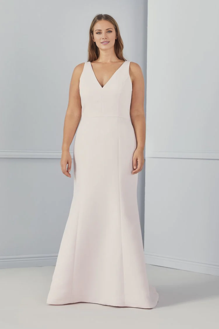 Vestido de fiesta Jimiss con cuello en V, hombros descubiertos, sin mangas, espalda descubierta y largo hasta el suelo