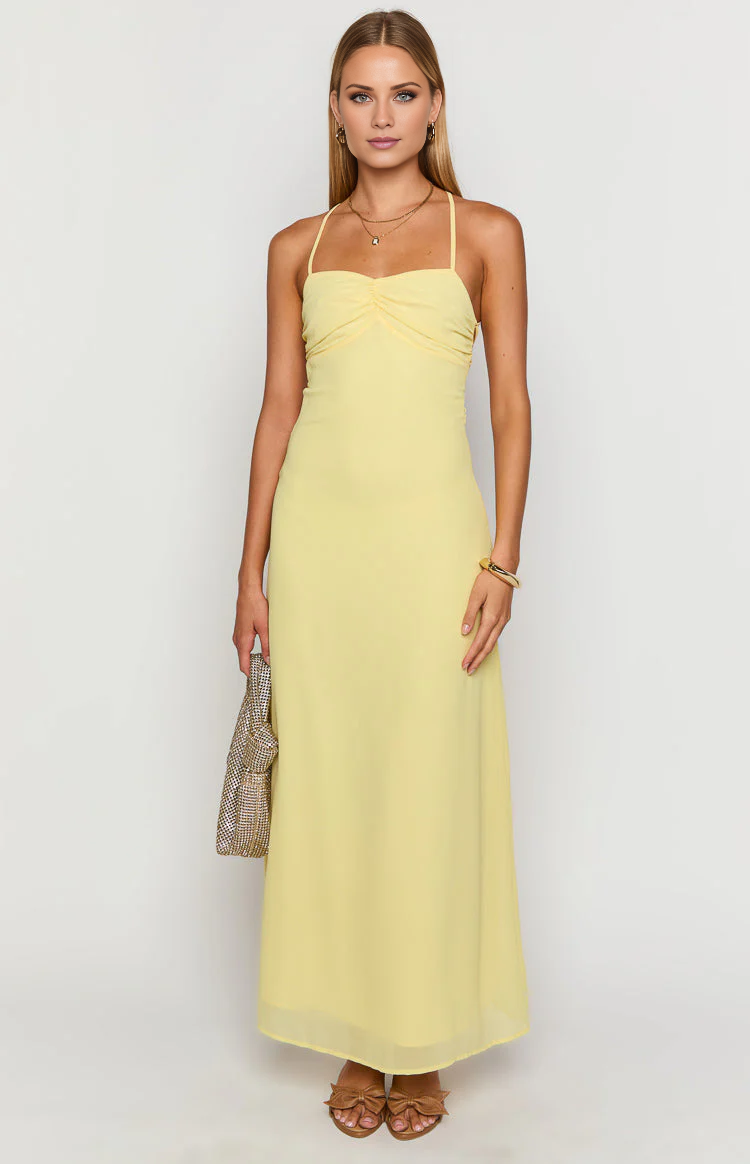 Vestido de fiesta Jimiss con escote cuadrado, tirantes finos, espalda descubierta, abertura lateral y largo hasta el suelo
