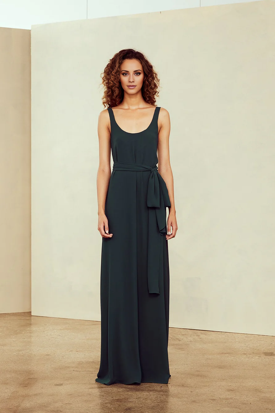 Vestido de noche Jimiss con escote cuadrado, hombros descubiertos, sin mangas, espalda descubierta y largo hasta el suelo