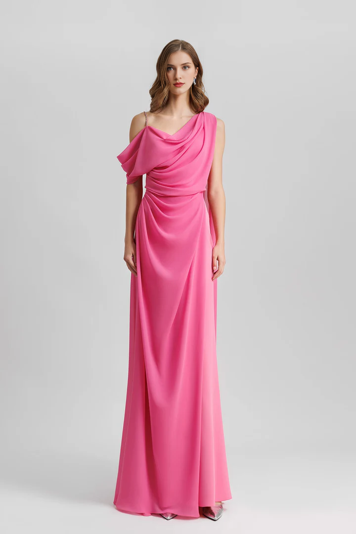 Vestidos de noche largos hasta el suelo con escote asimétrico y sin espalda