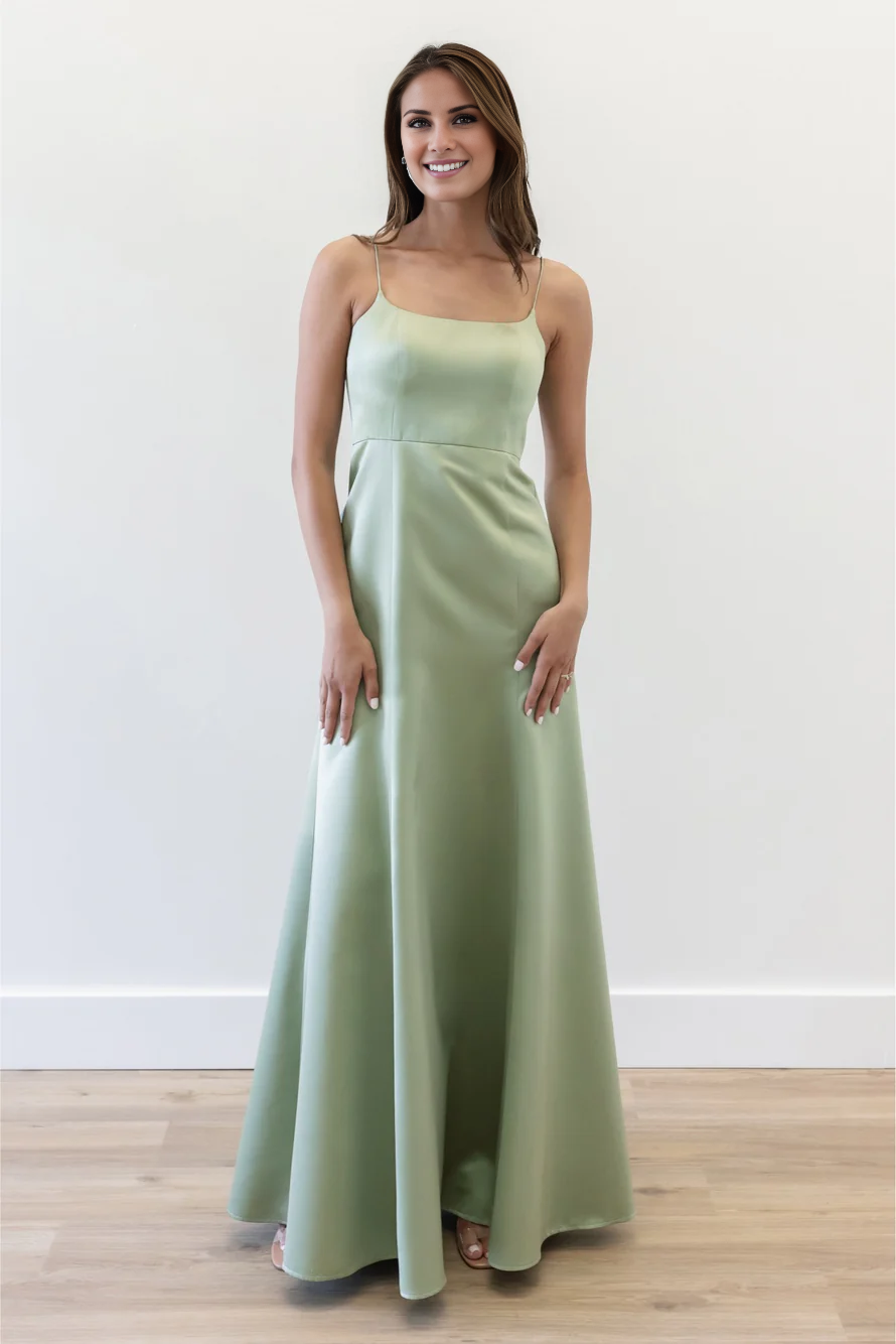 Vestido de fiesta Jimiss con escote cuadrado, hombros descubiertos, sin mangas, espalda descubierta y largo hasta el suelo
