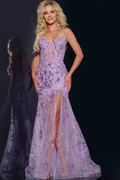 Vestido de fiesta Jimiss de corte A con tirantes finos, decoración de lentejuelas y largo hasta el suelo