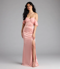 Vestido de fiesta Jimiss de satén con escote en forma de corazón, abertura lateral, espalda descubierta y largo hasta el suelo