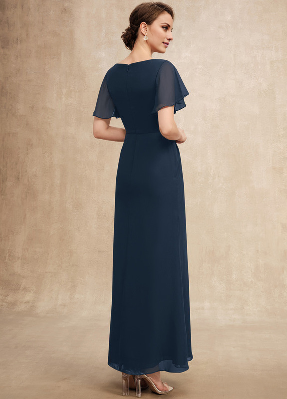 Dark Navy Chiffon A-Line Floor-Length Bridesmaid Dress