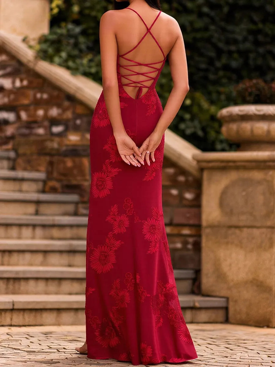 Elegant Mermaid Sweetheart Spaghetti Strap Lace Up Long Prom Dress