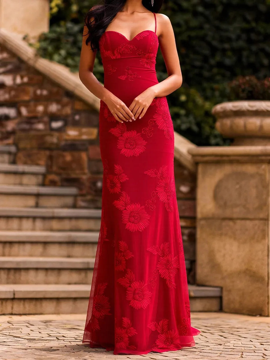 Elegant Mermaid Sweetheart Spaghetti Strap Lace Up Long Prom Dress
