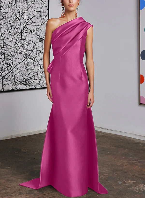 Vestido de madre de la novia de corte ajustado y hombros rectos