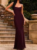 Glamorous Mermaid Scoop Spaghetti Strap Tie Back Long Prom Dress