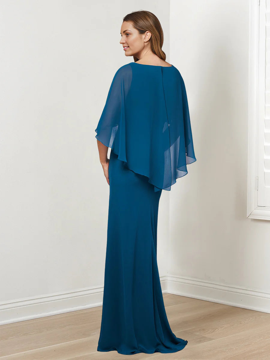 Vestido de madre de la novia de estilo columna/ceñido con cuentas