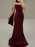 Luxury Mermaid Strapless Cold Shoulder Open Back Long Prom Dress