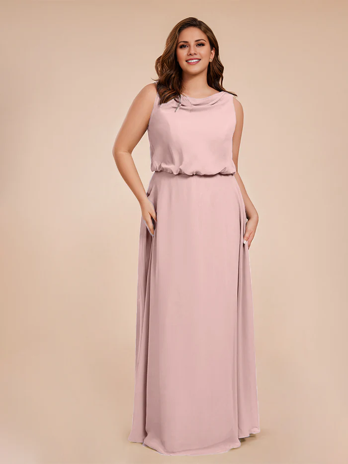 Vestidos de novia de gasa con cuello de viento en tallas grandes y largos hasta el suelo