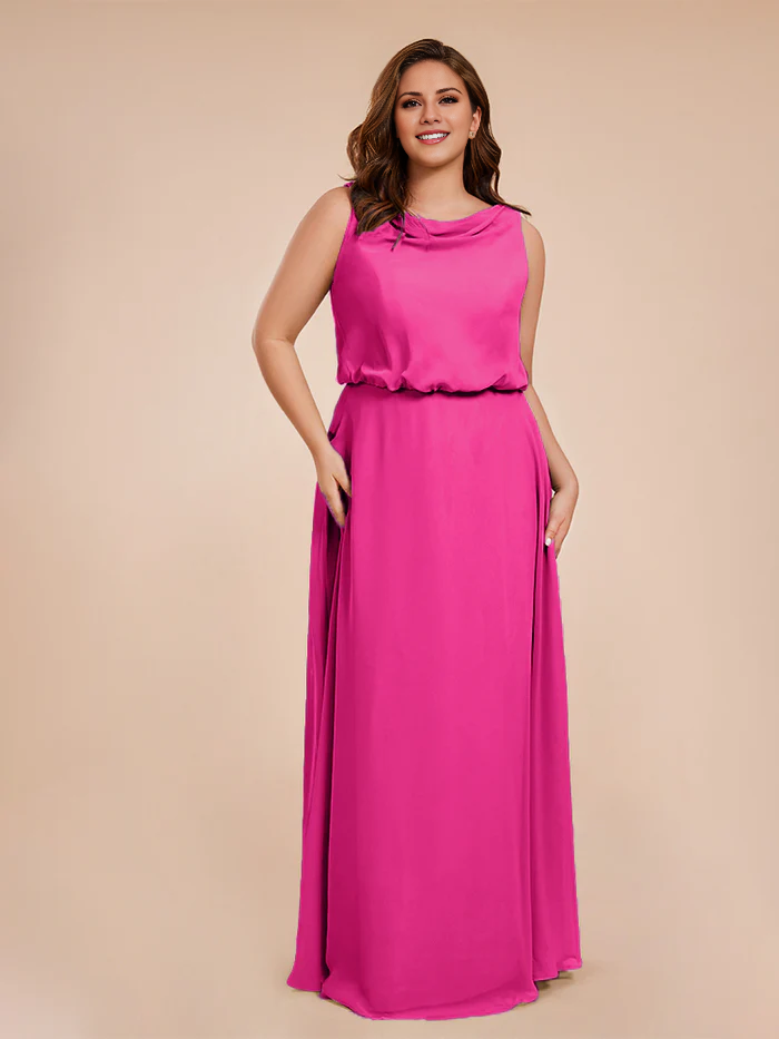 Wind neck chiffon plus size and floor length bride dresses