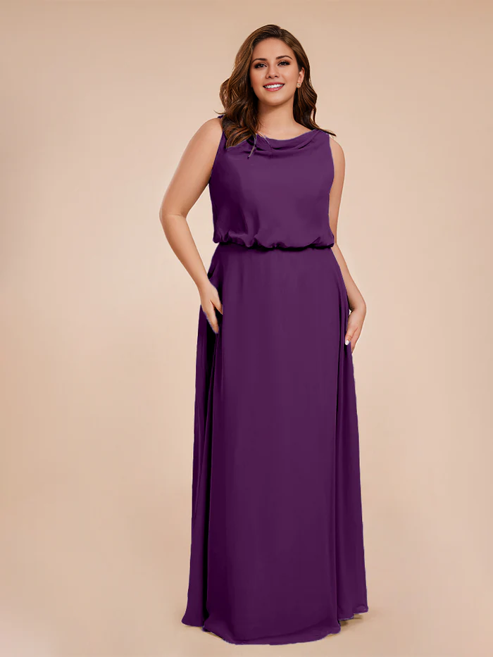Wind neck chiffon plus size and floor length bride dresses
