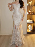 Elegant Mermaid Sweetheart Off-Shoulder Open Back Long Prom Dress