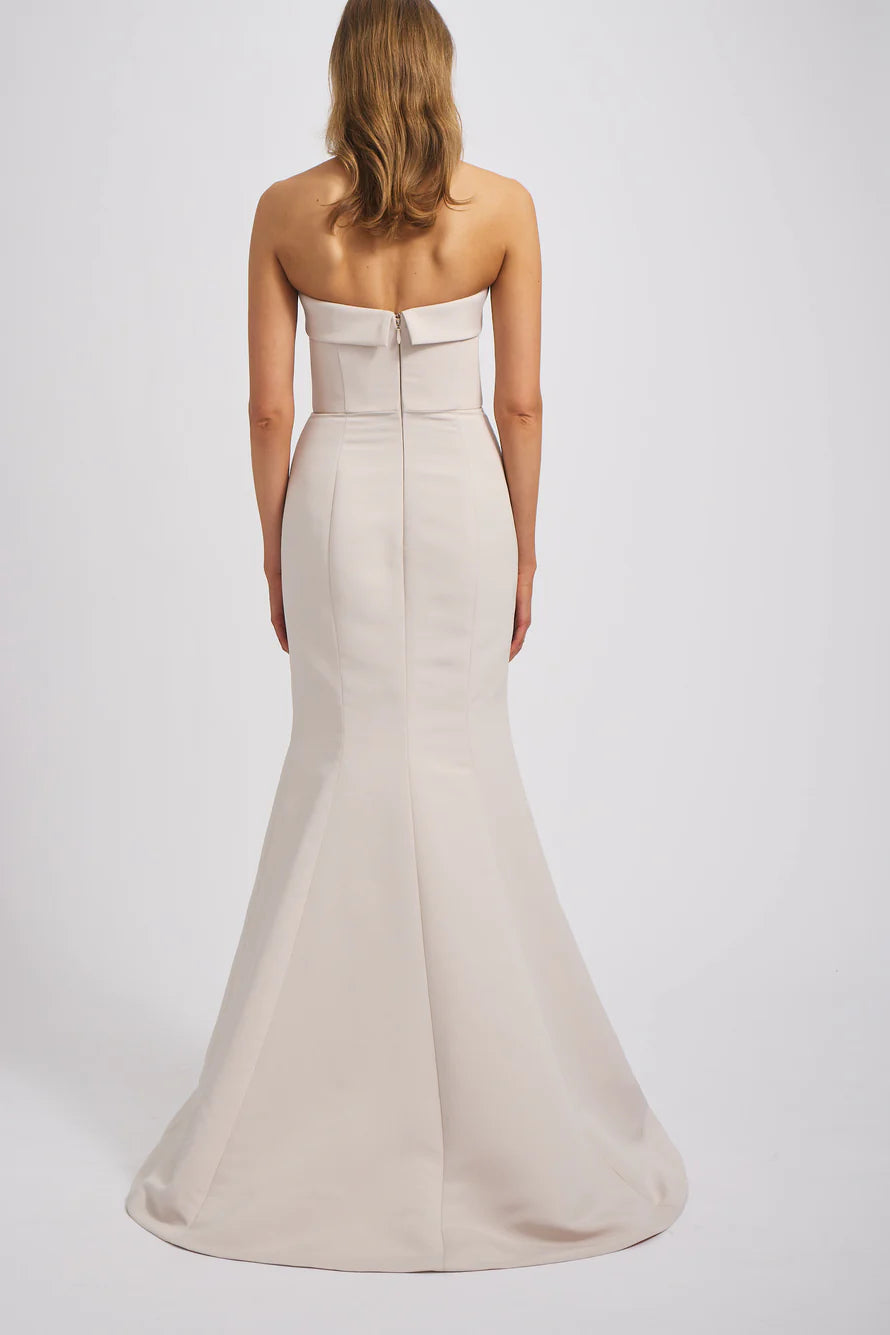 Vestido de fiesta Jimiss con hombros descubiertos, sin mangas, sin tirantes, sin espalda y largo hasta el suelo