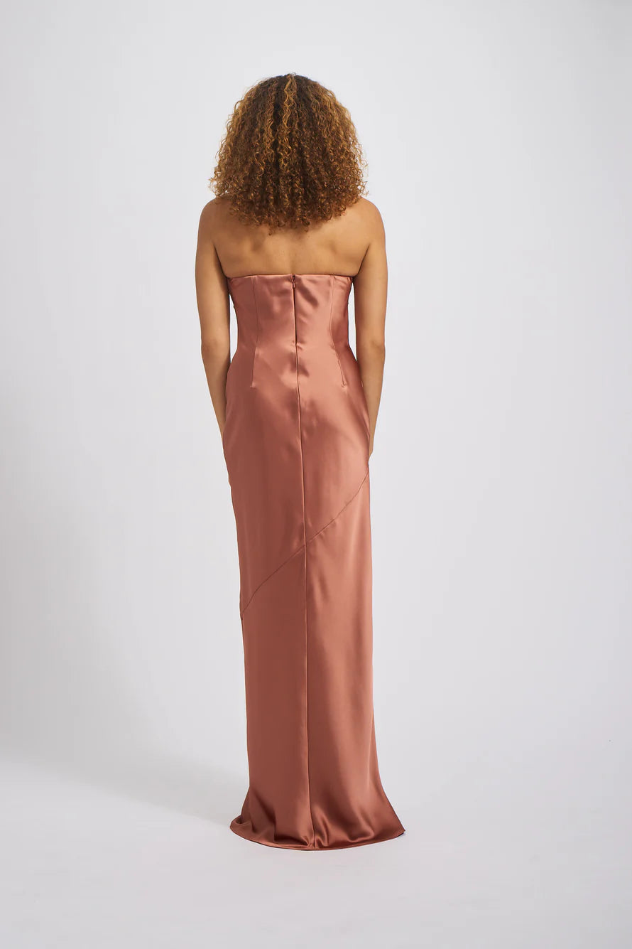 Vestido de fiesta Jimiss con hombros descubiertos, sin mangas, sin tirantes, sin espalda y largo hasta el suelo