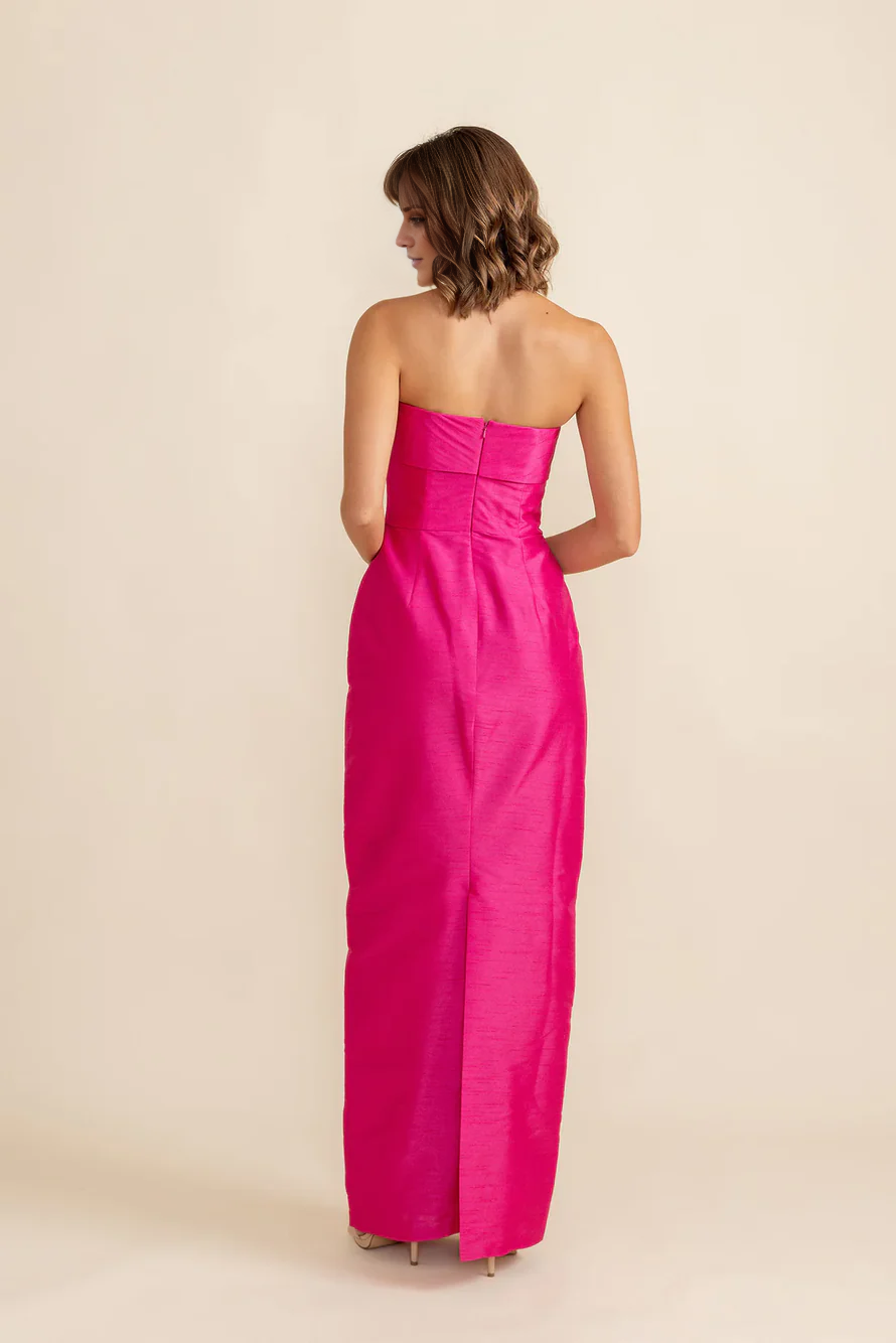 Vestido de fiesta Jimiss con hombros descubiertos, sin mangas, sin tirantes, sin espalda y largo hasta el suelo