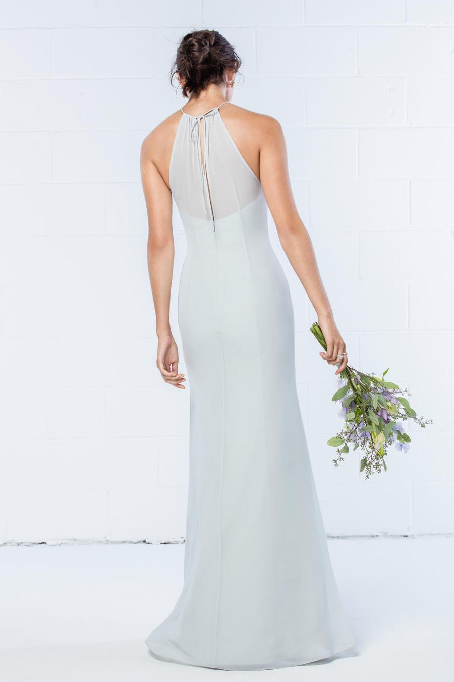 Vestido de noche Jimiss con escote halter, hombros descubiertos, sin mangas, espalda descubierta y largo hasta el suelo