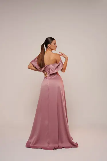 Vestido largo con volantes y hombros descubiertos y escote en forma de corazón sin mangas de Jimiss