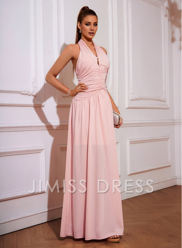 Vestido de fiesta plisado de punto con corte en A y largo hasta el suelo de Jimiss