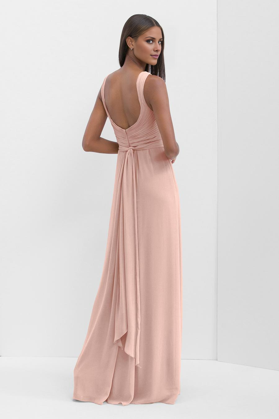 Vestido de noche Jimiss con escote cuadrado, espalda descubierta, detalles plisados y largo hasta el suelo
