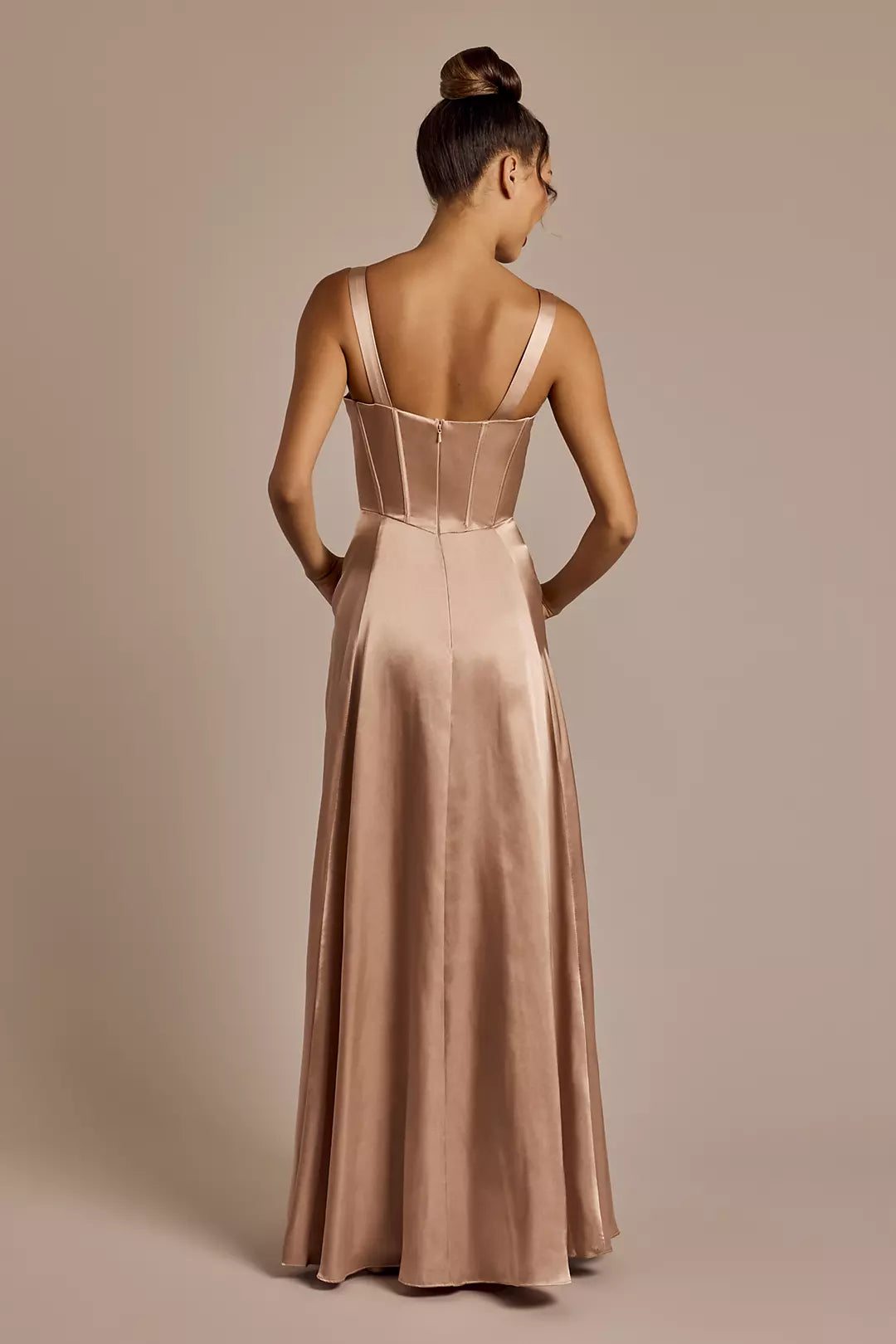 Vestido de fiesta Jimiss con escote en V, hombros descubiertos, sin mangas, espalda descubierta, abertura lateral y largo hasta el suelo