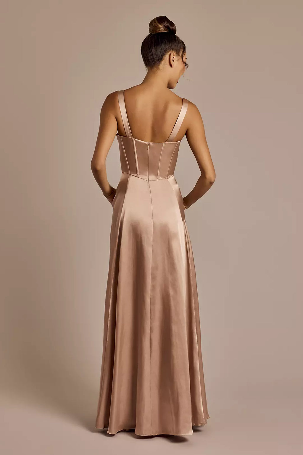 Vestido de fiesta Jimiss con escote en V, hombros descubiertos, sin mangas, espalda descubierta, abertura lateral y largo hasta el suelo