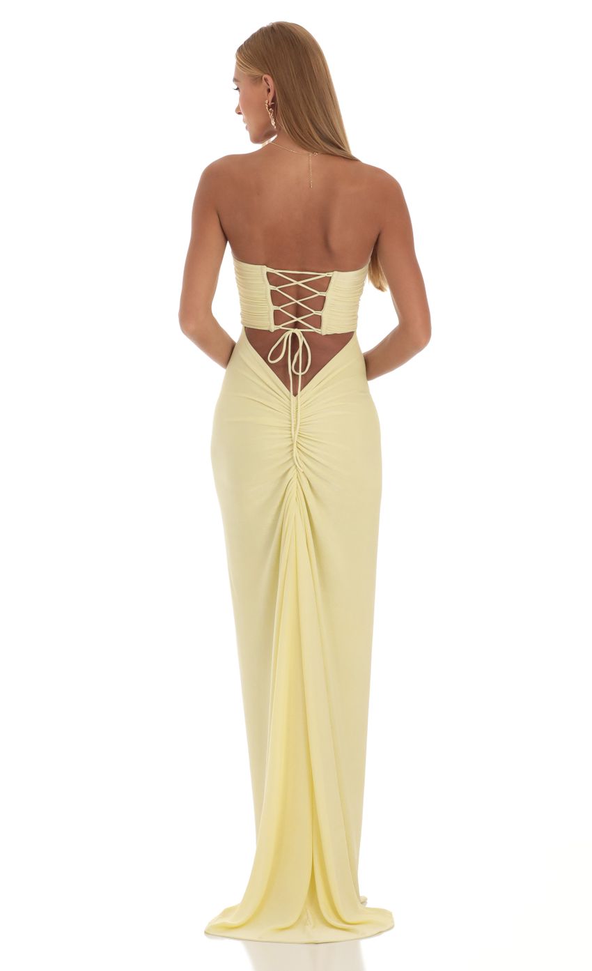 Vestido de fiesta Jimiss con hombros descubiertos, sin mangas, sin tirantes, sin espalda y largo hasta el suelo