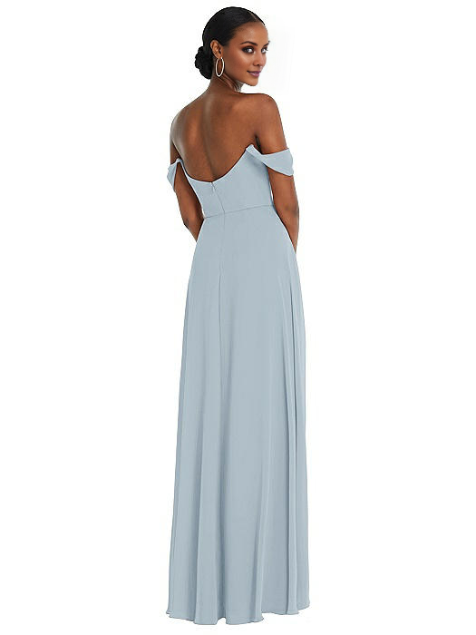 Vestido de fiesta Jimiss con hombros descubiertos, cuello sin mangas, espalda descubierta, abertura lateral y largo hasta el suelo