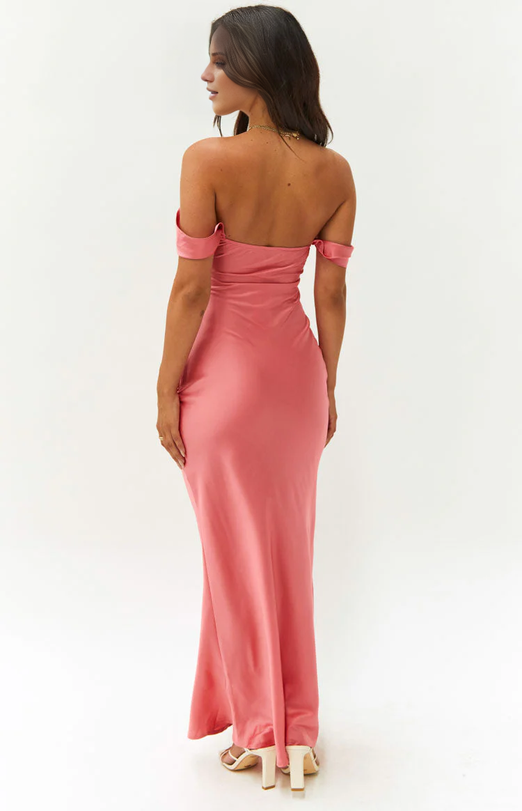 Vestido de fiesta Jimiss con hombros descubiertos, cuello, mangas, espalda descubierta y largo hasta el suelo