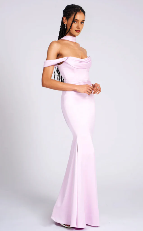 Blushing Pink Satin Mermaid Bridesmaid Dress