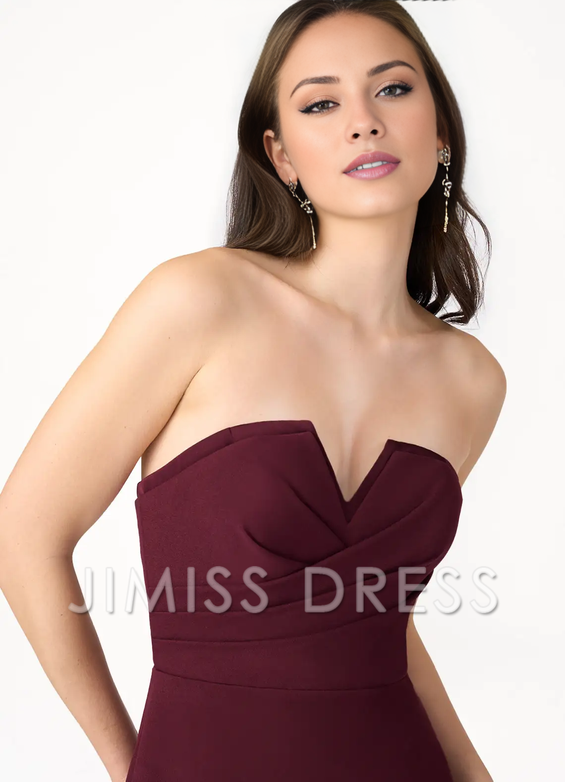 Vestido de fiesta Jimiss sin tirantes, con aberturas laterales, espalda descubierta y largo hasta el suelo 