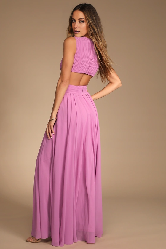 Jimiss A-line deep V-neck sleeveless pleated details and floor length evening dress