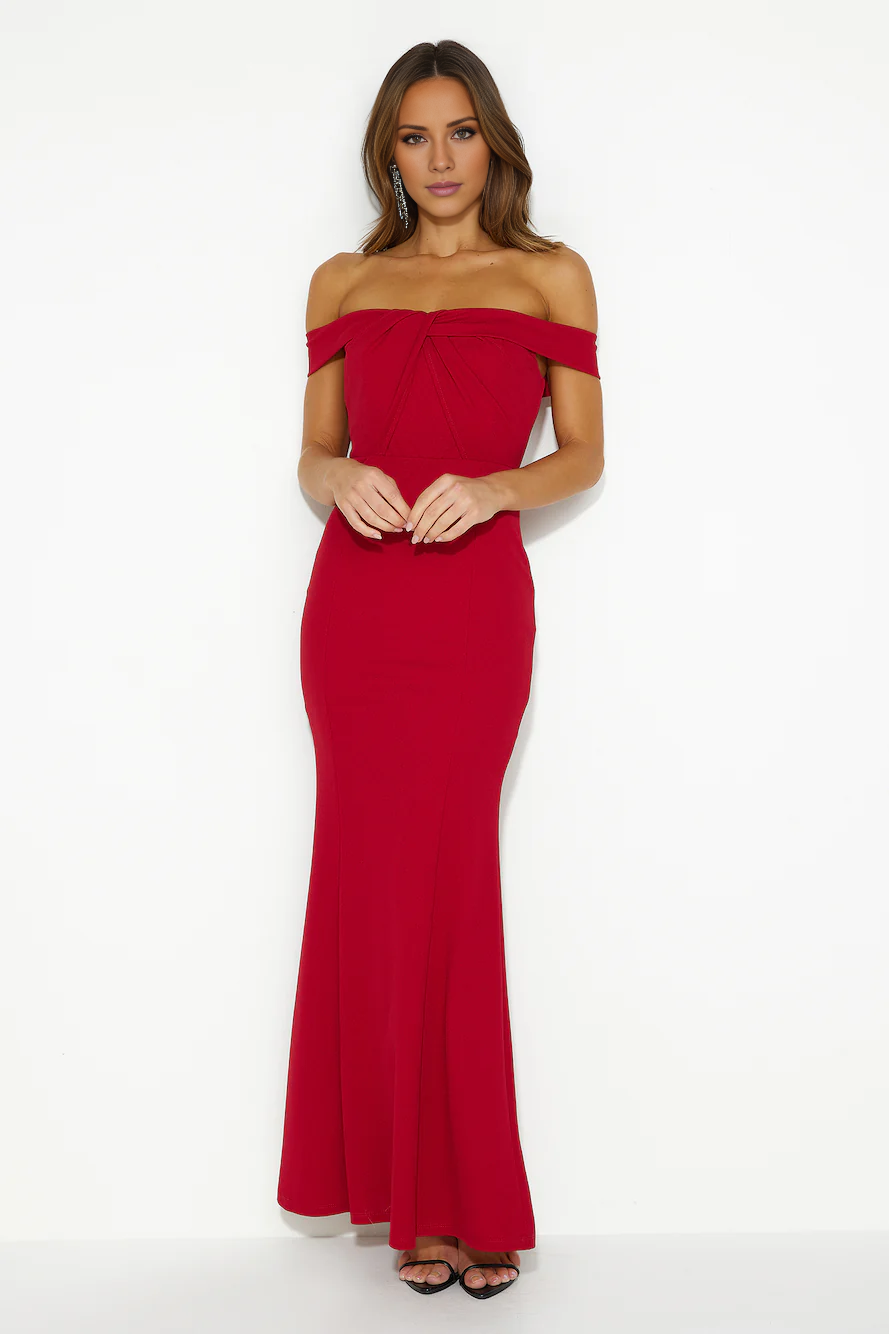 Vestido de fiesta Jimiss de corte sirena, sin mangas y largo hasta el suelo con hombros descubiertos