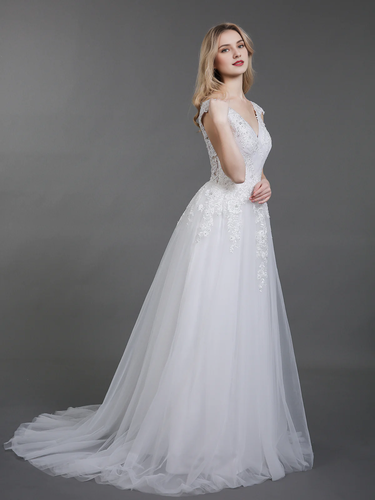 Vestido de novia transparente sin mangas y sin espalda