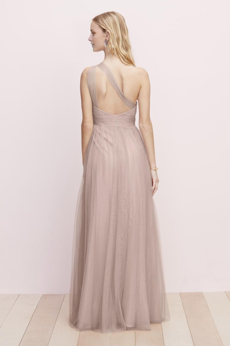 Dusty Rose One Shoulder A-Line Tulle Floor-Length Bridesmaid Dress