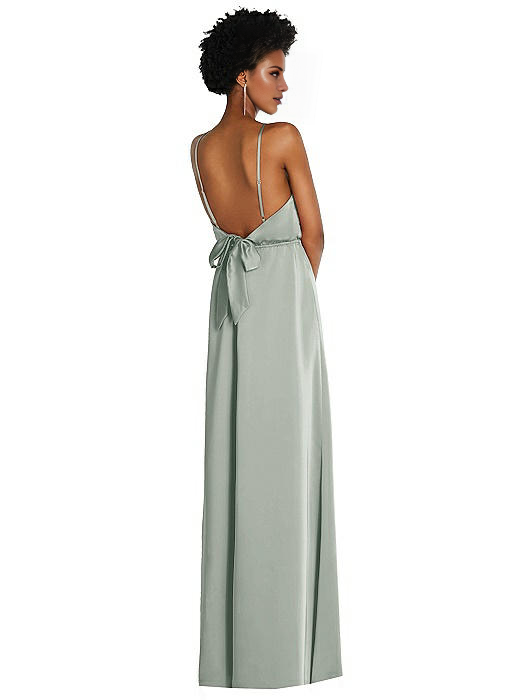 Vestido de fiesta Jimiss con escote cuadrado, sin mangas, hombros descubiertos, tirantes finos, espalda descubierta y largo hasta el suelo