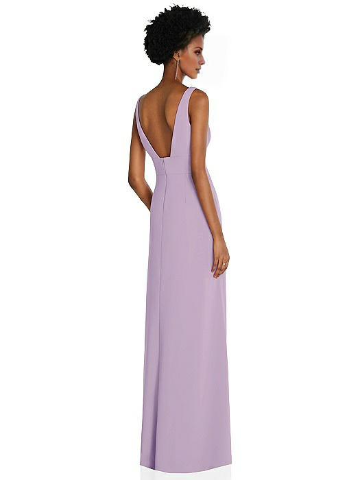 Vestido de fiesta Jimiss con escote en V, sin mangas, hombros descubiertos, espalda descubierta, abertura lateral y largo hasta el suelo