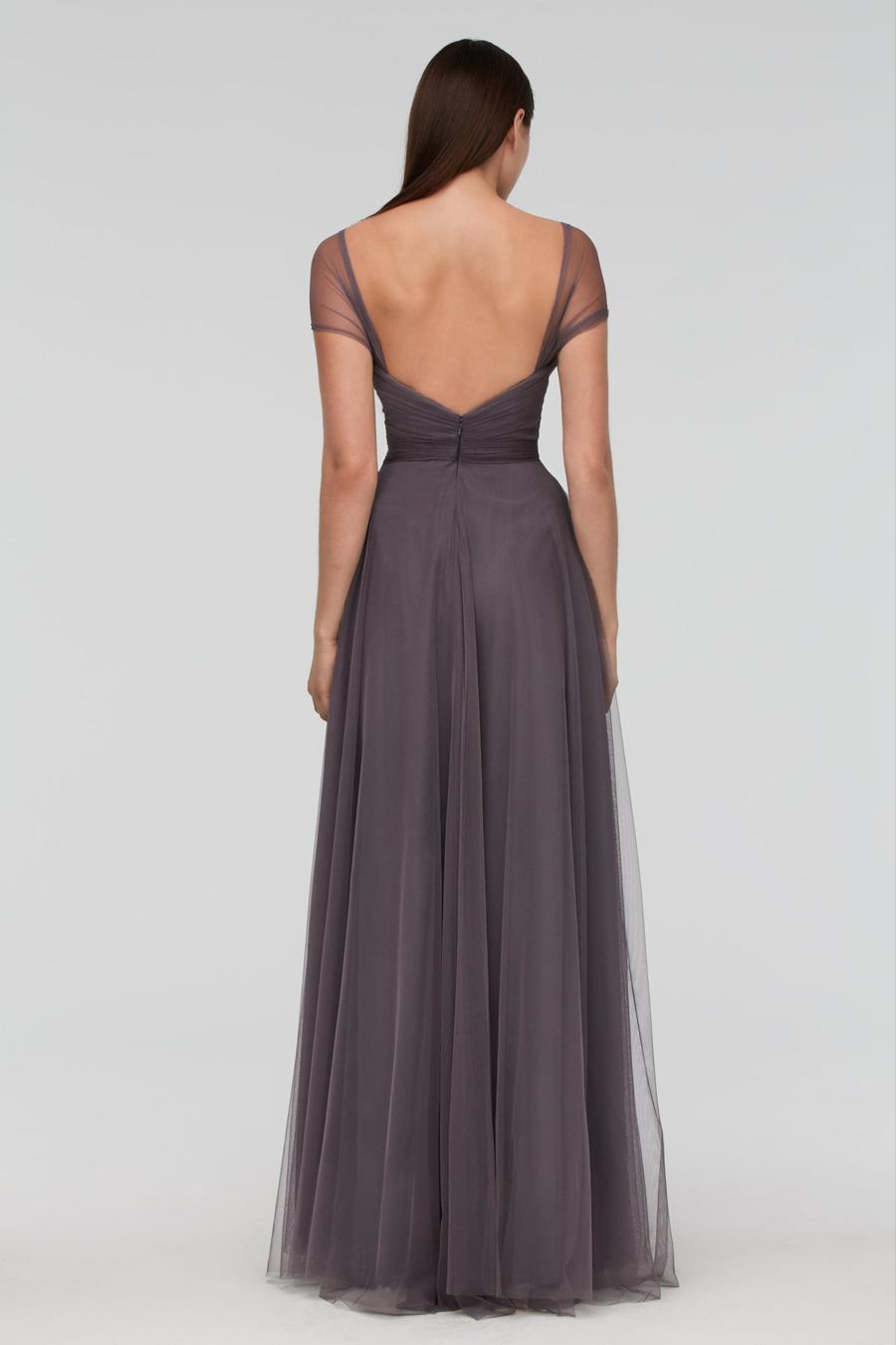 Vestido de noche Jimiss con escote en V, hombros descubiertos, sin mangas, espalda descubierta, transparente y largo hasta el suelo