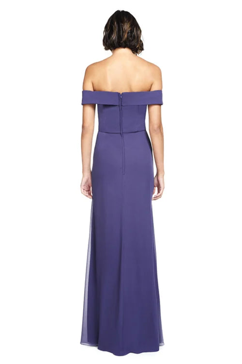 Vestido de fiesta Jimiss con hombros descubiertos, cuello, sin mangas, sin tirantes, espalda descubierta, abertura lateral y largo hasta el suelo